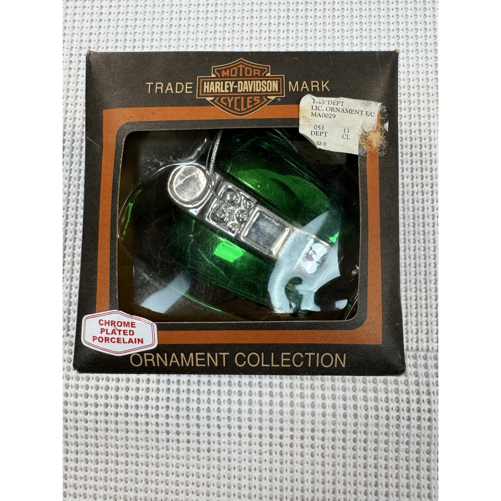 Harley Davidson Chrome Porcelain Green Motorcycle Christmas Ornament MA219901